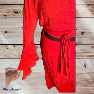 Two piece maxi dress with side split crop top